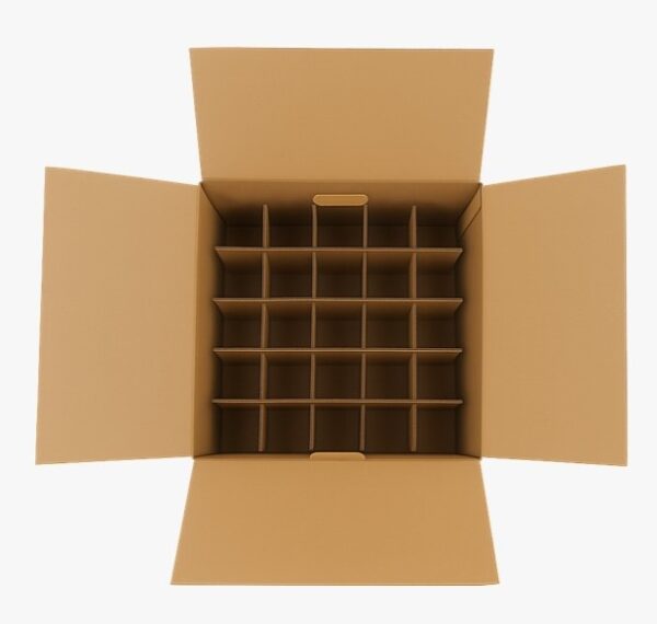 Geschirr-/Gläserkarton mit Einlagen gross – 500×500×720 mm